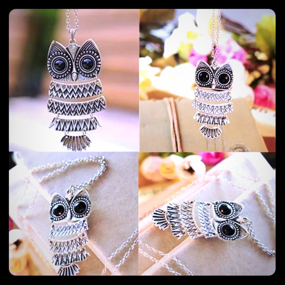 OWL LONG SILVER NECKLACE